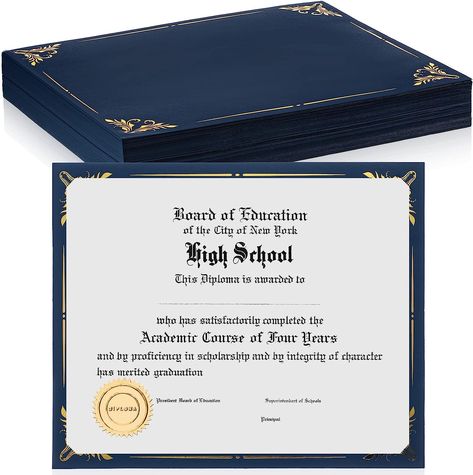 Amazon.com : 50 Pieces Single Sided Award Certificate Holder with Gold Foil Border for 8.5 x 11 Inches Certificates Cardstock Document Papers Diploma Covers Graduation Competition Supplies (Navy Blue Color) : Office Products Homeschool Graduation, Color Office, Graduation Diploma, Certificate Holder, Educational Board, Graduation Ceremony, Navy Blue Color, Office Products, 11 Inches