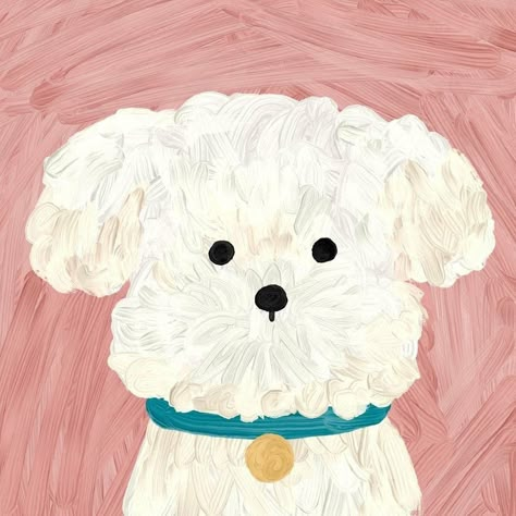 강아지 그림, White Dog, Dog Illustration, Mini Canvas Art, Dog Paintings, 귀여운 동물, Animal Illustration, Pretty Art, Dog Art