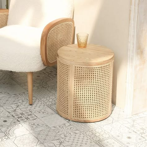 End Table With Storage, Rattan Side Table, Nordic Living Room, Round End Table, Rattan Coffee Table, Rattan Table, Wooden Side Table, Wood Sofa, Table Vintage