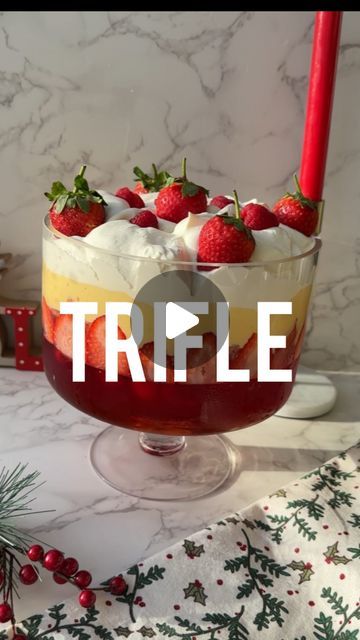 Lou Robbie on Instagram: "❤️Double tap if you love a TRIFLE! Follow @littleloucooks for more delicious recipes.   Trifle and jelly is my childhood Christmas dessert/pudding. My mum made it every year and still makes it. 🥰 I always wanted a massive trifle bowl and bought one this year! I love it.   It makes an impressive pudding - I just hope I can fit it in my fridge for the big day. 🤞  You can make a similar trifle in smaller bowls if you wish.   Cheats Massive Trifle - 10 portions  3 packs strawberry or raspberry jelly (135g pack) 300g premade sponge trifle - shop bought 800ml cooked cold custard (I bought the fresh custard made with cream) 500ml fresh cream  1 punnet fresh raspberries, 250g 1 punnet fresh strawberries, 250g **a drop of sherry for the trifle optional   Step 1: The mass Vanilla Cake Trifle, Raspberry Trifle Recipe, Holiday Trifle Desserts, Classic Trifle, Traditional Trifle, Trifle Bowl Desserts, Angel Food Trifle, Fruit Trifle Recipes, Trifle Recipes Easy