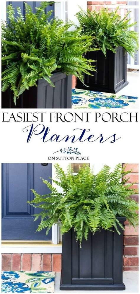 Curb Appeal Porch, Front Door Planters, Front Porch Plants, Front Porch Planters, Door Planter, Porch Plants, Flower Containers, Porch Planters, Building A Porch