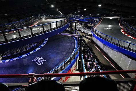 The world's largest go-kart track will open in NJ in December Indoor Go Kart Racing, Go Kart Track, Go Kart Tracks, Indoor Track, Go Kart Racing, Kart Racing, Door Upgrade, Great Restaurants, Opening Day