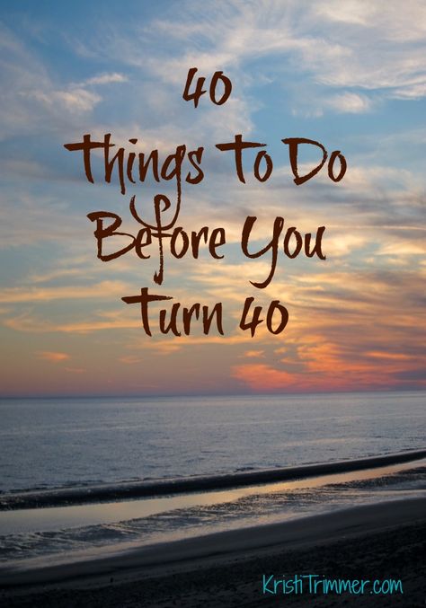 40 Things To Do Before You Turn 40 http://kristitrimmer.com/40-things-to-do-before-you-turn-40/ Today is my last day in my 30s! What would you add? Any advice for turning 40? #bucketlist 40 Year Old Bucket List, 40 Birthday Ideas For Woman Turning 40, Turning 40 Bucket List, Quotes For Me, Birthday Ideas For Women, Annual Goals, In My 30s, My 30s, 40 Birthday