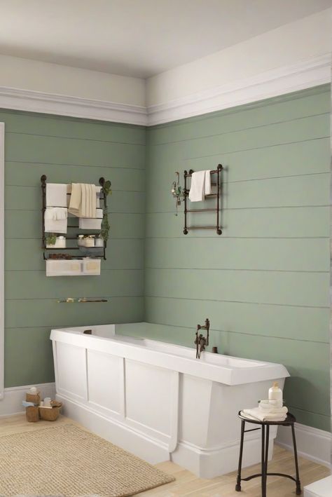 bathroom painting, bathroom renovation, bathroom design, bathroom makeover Alder Wood Kitchen Cabinets, Grey Garage Doors, Pine Kitchen Cabinets, Osb Wood, Bathroom Wall Colors, Cherry Wood Kitchens, Manchester House, Paint Guide, Solid Wood Kitchen Cabinets