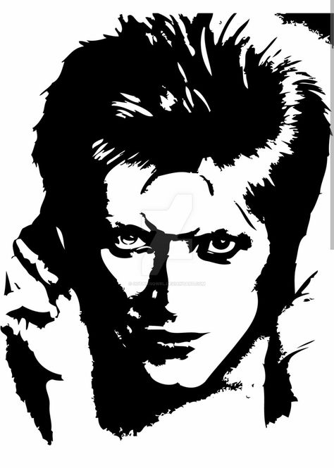 David Bowie Stencil, Shirts Template, Rad Tattoos, Celeb Portraits, Blue Journal, David Bowie Pop, Laser Cut Stencils, Diy Tops, Silhouette Stencil