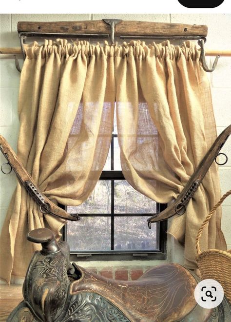 Western Curtain Rods, Cowboy Curtains, Liquor Bouquet, Western Curtains, House Curtains, Rustic Window Treatments, Antique Kitchen Decor, Farmhouse Window Treatments, Tree Curtains