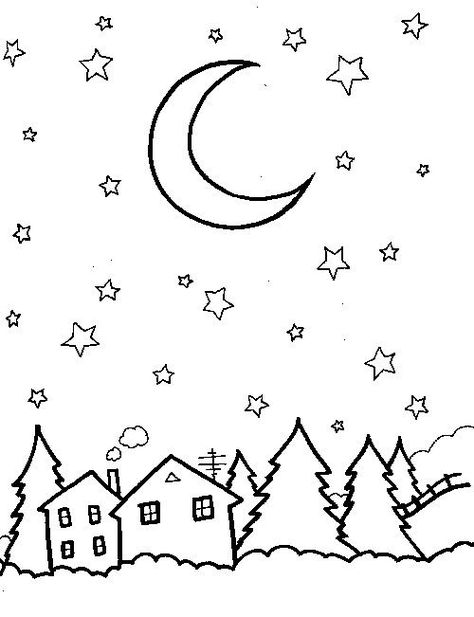 Download or print this amazing coloring page: night sky | Coloring pictures, Owl coloring pages, Night skies Owl Coloring Pages, Star Coloring Pages, Printable Star, Printable Pictures, Background Drawing, Night Pictures, Kids Night, Sky Color, Free Printable Coloring