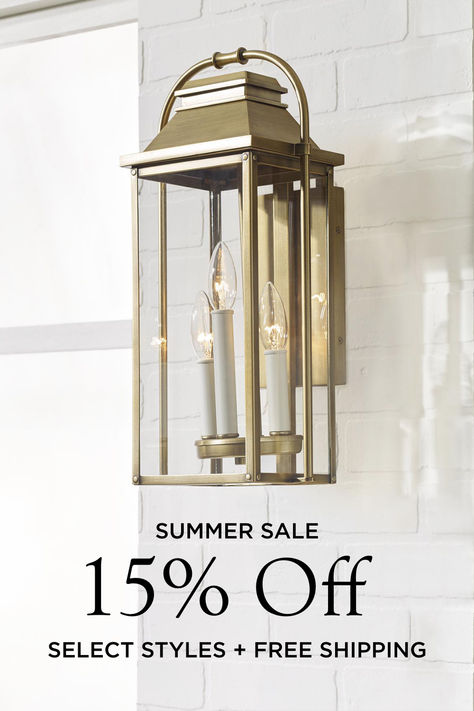 Save 15% on the Studio Collection. Working closely with our iconic roster of design partners like AERIN, Kelly Wearstler, Alexa Hampton and more, and taking inspiration from both past and present, Visual Comfort has developed a wide range of product styles to suit most any indoor and outdoor application. Brass Outdoor Light Fixtures, Cabana Bar, Porch Lights, Minimalist Top, Outdoor Hanging Lanterns, Modern Wall Sconces, Outdoor Wall Lantern, Outdoor Hanging Lights, Outdoor Post Lights