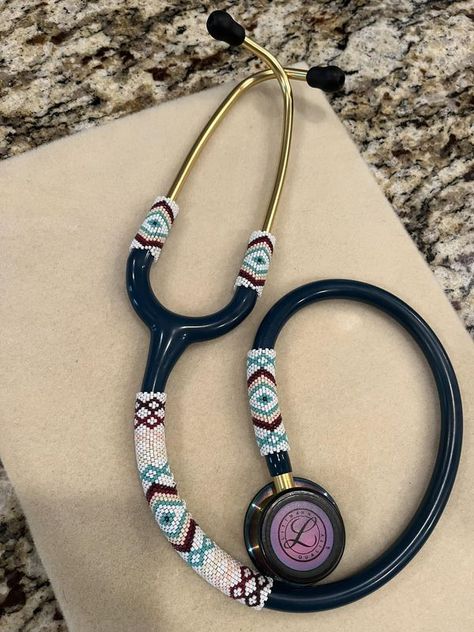 The Indigenous Bead Life | ***EDIT: I dont provide the stethoscope, only bead the one people already have🫶🏽*** | Facebook Beaded Stethoscope, Life Edit, Beaded Wraps, Jewelry Inspo, Loom Beading, Bead Work, Loom, Nursing, Beading