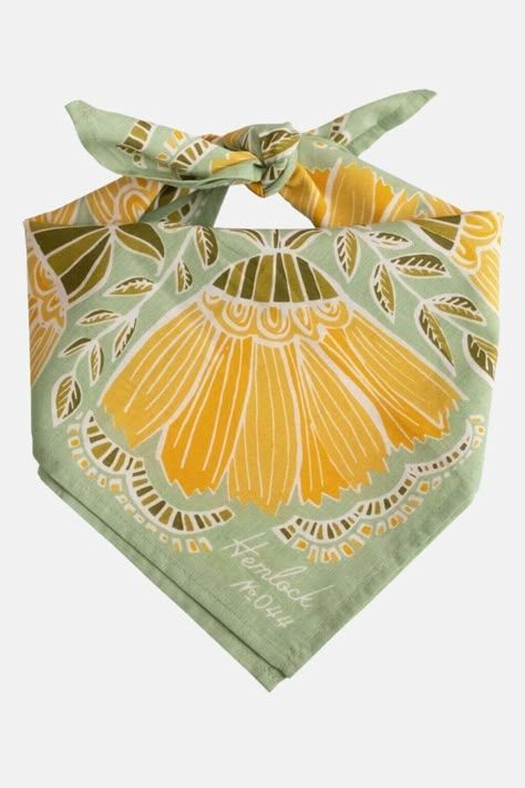 Our Hazel Bandana features a hand-drawn garland of yellow posies upon a soft mint background. A good bandana has endless uses for you, your child and even your beloved pet. Not only will this bandana / handkerchief / scarf be a stylish choice as a headband, hair tie or head wrap, it can also serve as a bib for your kid Outfit Ideas Cold Weather, Pattern Design Portfolio, Pattern Portfolio, Outfit Ideas Cold, Scarf Inspiration, Hipster Clothing, Summer Checklist, Cute Outfits Summer, Closet Refresh