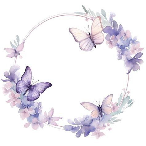 Circle Border Design, Circle Flower Frame, Sonic Birthday Cake, Violet Design, Lilac Butterfly, Flowers Border, Frame Circle, Butterfly Purple, Circle Borders