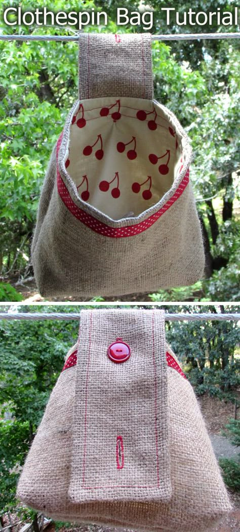 Clothespin Bag Tutorial ~ DIY Tutorial Ideas! How To Sew A Peg Bag, How To Make A Clothespin Bag, Sew A Peg Bag, Diy Clothes Pin Bag Free Pattern, Clothespin Holder Diy, Diy Peg Bag Pattern, Diy Clothespin Bag Pattern, Peg Bags To Sew, Clothes Pin Bag Diy