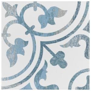 Merola Tile Lacour Aqua Encaustic 9-3/4 in. x 9-3/4 in. Porcelain Floor and Wall Tile (11.11 sq. ft. / case)-FCD10LAQ - The Home Depot Pediatric Office, Texture And Pattern, Blue Day, Arabesque Design, Black Porcelain, Merola Tile, Porcelain Floor, Wood Tones, House Tiles