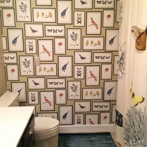 Almond Bathroom Fixtures, Glam Bathroom Ideas, Small Guest Bathroom Ideas, Guest Bathroom Makeover, Glam Bathroom Decor, Bird Bathroom, Butterfly Bathroom, Glam Bathroom, Guest Bathroom Decor