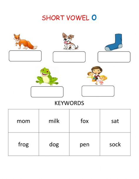 Short O Sound Worksheets, Short Vowel O Worksheets, Esl Phonics, Live Worksheet, Kids Science Fair Projects, Sounds Worksheet, Phonics Cvc Words, Fun Activities For Preschoolers, Doctor Tattoo