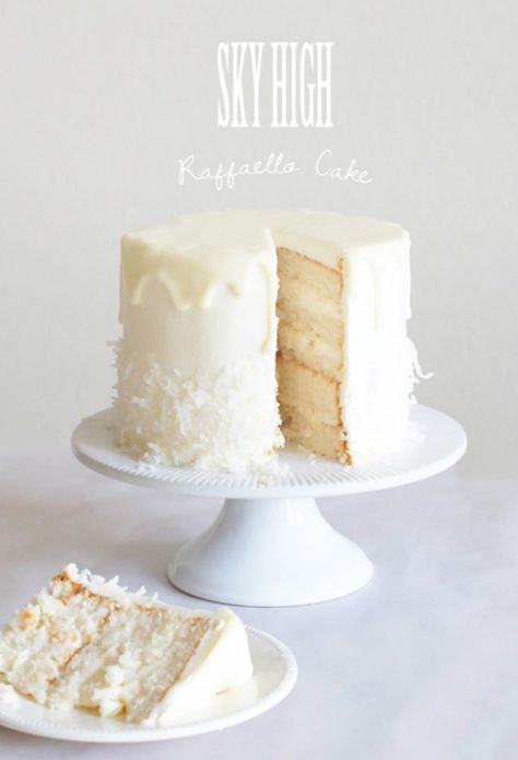 Sky High Raffaello Cake Raffaello Cake Recipe, Raffaello Cake, Layered Cakes, Healthy Granola, Christmas Cakes, Layer Cakes, Coconut Cake, Almond Cakes, Cake Frosting