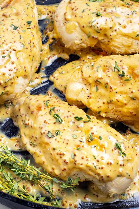 Chicken Dijon - Wholesome Yum Dijon Baked Chicken, Chicken Dijon, Mustard Sauce For Chicken, Dijon Mustard Chicken, Mustard Chicken Breast, Honey Dijon Chicken, Dill Chicken, Mustard Cream Sauce, Pan Seared Chicken Breast