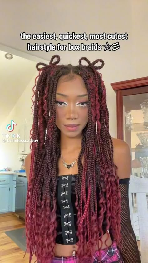 Valentines Hairstyles With Braids, Box Braids Hairstyles To Do, Cute Valentine’s Day Hairstyles Black Women, Hairstyles For Peak A Boo Braids, Hair Styles To Do With Braids Black, Cute Hairstyles For Long Braids, Different Styles To Do With Box Braids, How To Swoop Braids, 90s Hairstyles Box Braids