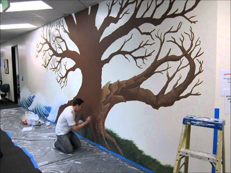 Tree Mural Nursery, Family Tree Mural, Tree Wall Painting, Forest Mural, Tree Wall Murals, Tree Mural, Family Tree Wall Decal, Family Tree Wall, Wall Paint Designs