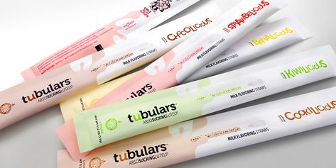 Tubulars: Milk Flavoring Straws Straw Packaging, Milk Straws, Milk Cartons, Package Design Inspiration, Healthy Potato Recipes, Kid Drinks, Milk Carton, Packaged Food, Package Design