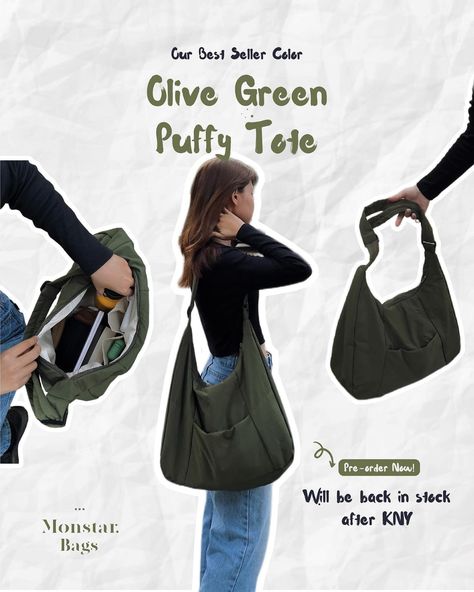 ⋆.˚ Our best seller color ~ olive green ⋆.˚ ▸ Can fit from 13” 14” 16” laptop ▸ price: $10.90 📸 by us 🛍️ DM us to order! 🚫 Order cannot cancel! #monstar_bags #totebag #totebagaesthetic #bag Tomboy Assesories, Bags Aesthetic School, Cute Laptop Bag, Green Bag Outfit, Puffy Bag, Cute Laptop Bags, Laptop Price, Color Design Inspiration, Aesthetic Bags