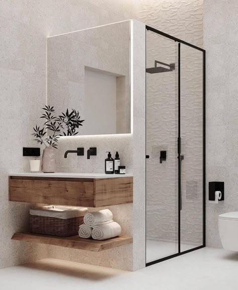 Bilik Air, Bathroom Design Decor, Bathroom Inspiration Decor, Bathroom Renos, Dream Bathroom, House Bathroom, Bathroom Style, Beautiful Bathrooms, Modern Bathroom Design