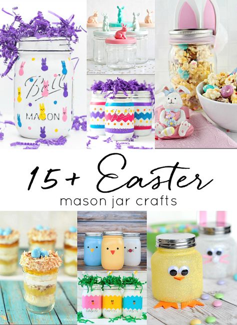 Mason Jar Eggs, Mason Jar Crafts For Kids, Jar Crafts For Kids, Easter Mason Jar Crafts, Mason Jar Cupcakes, Mason Jar Bathroom Storage, Peeps Crafts, Easter Mason Jars, Pink Mason Jars