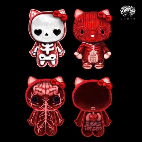 Hello Kitty Artwork, Creepy Kawaii Aesthetic, Horror Sanrio, Hello Kitty Creepy, Creepy Hello Kitty, Evil Hello Kitty, Devil Hello Kitty, Dark Hello Kitty, Scary Kawaii