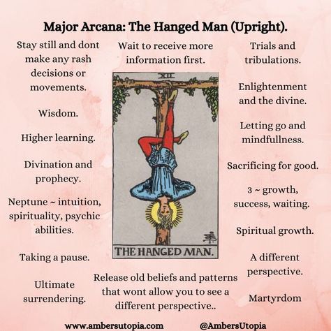 The Hanged Man, in upright position from the Major Arcana suit in the tarot deck and its meanings, including the astrology and numerology meanings. 

#TheHangedMan #MajorAcarna #TarotCardMeanings #Tarot The Hanged One Tarot Meaning, Hang Man Tarot Meaning, Hangman Tarot Meaning, The Hangman Tarot Meaning, The Hanged Man Reversed, Tarot Hanged Man Meaning, The Hanged Man Tarot Meaning, Hanging Man Tarot, The Hangman Tarot