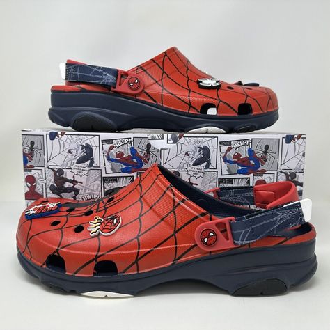 Spider Man Crocs, Spider Man Stuff, Spiderman Crocs, Spiderman Things, Crocs All Terrain, Best Sandals For Men, Spiderman Stuff, Nike Casual Shoes, Pretty Sneakers