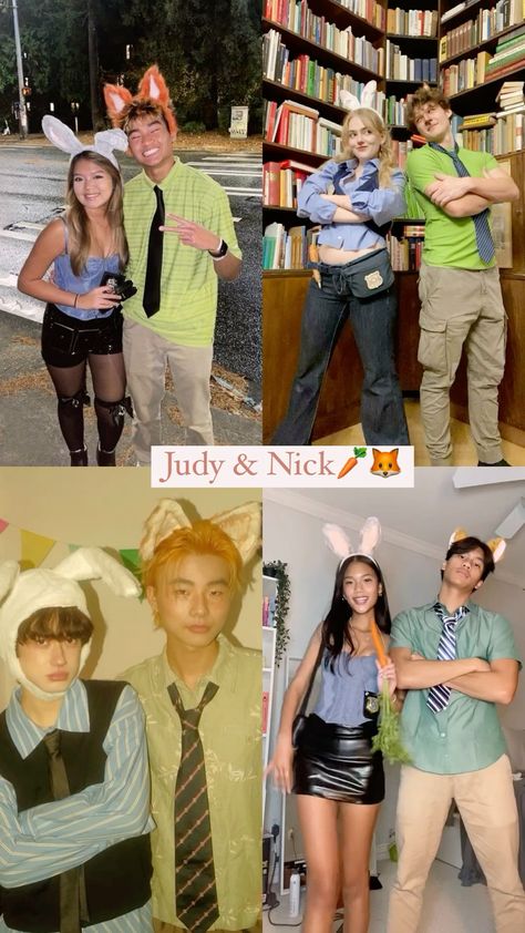 #zootopia #judy #nick #couplehalloweencostumes #duo #halloween #halloweencostumeideas Diy Couple Costumes, Zootopia Costume, 90 Aesthetic, Iconic Couples, Halloween Costumes Brunette, Halloween Duos, Halloween Parejas, Couples Halloween Costume Ideas, Costume Ideas Women