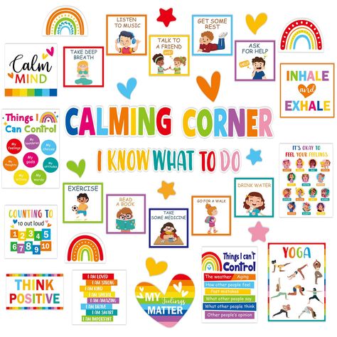 PRICES MAY VARY. Package Contents: Our calming corner classroom bulletin board set includes 36 piece which calm corner art prints, with different designed that pay more attention on kids' mental health, great decoration for classroom. Convenient To Use: The calming corner classroom bulletin board set measures 0.79 about 15.7 inches , making them large enough to read the inspirational information without overcrowding. There are adhesive dots provided for you to stick on the calming corner classro Positive Student Notes, Feelings Chart For Kids, Calming Corner Classroom, Coping Skill, Corner Art, Health Corner, Classroom Motivation, Calm Corner, Student Notes