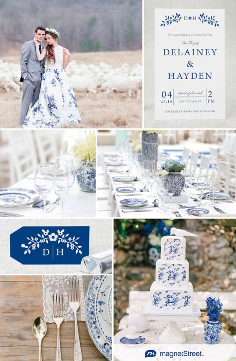 Wedding and stationery inspired by the classic blue and white delft pattern Dutch Themed Wedding, Delft Wedding Theme, Delft Blue Wedding, Delft Wedding, China Blue Wedding, Delft Decor, Blue Willow Wedding, Delft Pattern, Dutch Wedding