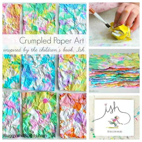 Crumpled Paper Art, Peter Reynolds, Art Projects For Kids, Crumpled Paper, Art Activity, Kindergarten Art, Art Activities For Kids, Camping Art, Process Art