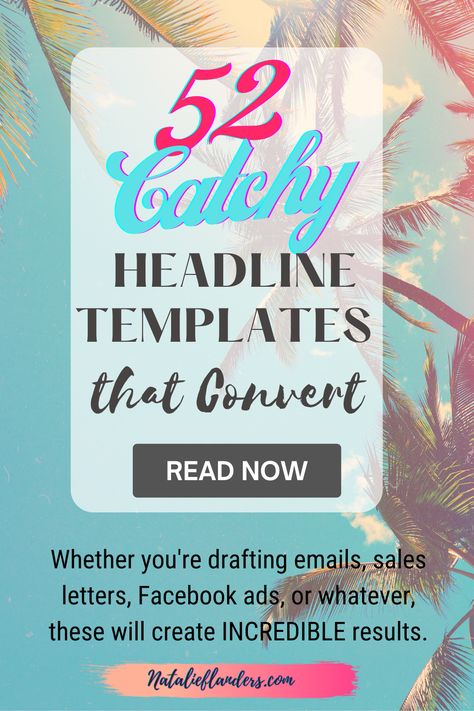 These 52 catchy headline templates & blog post title templates that convert are sure to change your copywriting game. Includes How-To Headlines, List Headlines, Zen Headlines...and much more. Whether you're composing emails, sales letters, Facebook ads, Social Media posts, etc., these are sure to create incredible results. Read Now 📲 Catchy Headlines Social Media, Best Headlines Advertising, Headline Template, Improve English Writing Skills, Improve English Writing, Blog Headlines, Ads Social Media, Improve English, Sales Ads