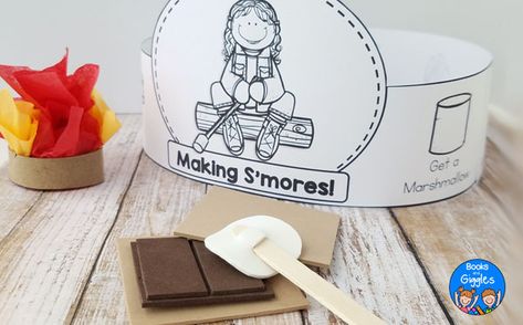 Smores sequencing activity that's cheap and simple to prepare - perfect for preschool or kindergarten camping theme literacy centers. Preschool Camping Activities, Camping Dramatic Play, Camping Week, Camping Preschool, Preschool Camping, Camping Theme Preschool, Easy Smores, Crafts Kindergarten, Camp Read