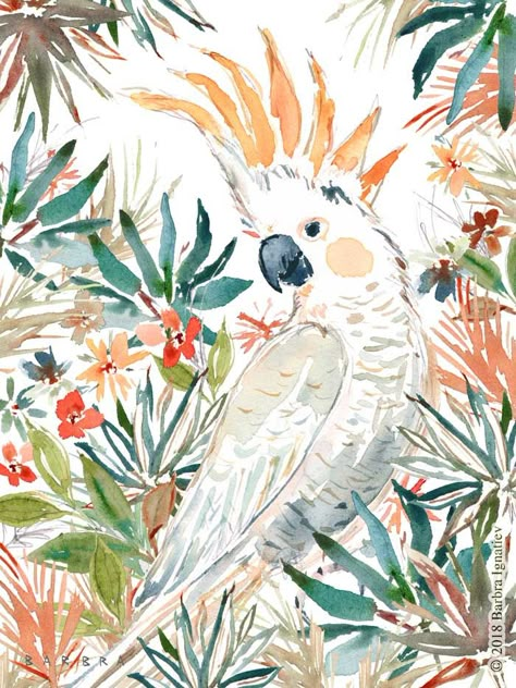 CLEMENTINE the Citron-Crested Cockatoo – BARBARIAN by Barbra Ignatiev | Bold colorful art Watercolour Australian Animals, Cockatoo Illustration, Barbra Ignatiev, Cockatoo Painting, Cockatoo Art, White Cockatoo, Animal Art Prints, Birds Painting, Bird Art