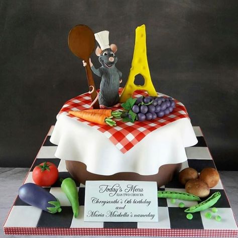 Ratatouille Birthday Party, Ratatouille Disney, Todays Menu, 18th Birthday Cake, 13th Birthday Parties, Crazy Cakes, Disney Cakes, Elegant Cakes, Cool Birthday Cakes