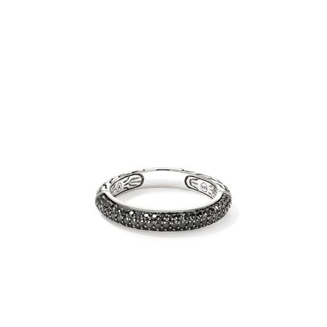 JH Essential Pavé Band Ring, Sterling Silver, Gemstones, 3.5MM Black Heirloom Sterling Silver Ring, Luxury Black Sterling Silver Ring, John Hardy Mens Jewelry, John Hardy Rings, John Hardy Bracelet, Hand-cast Sterling Silver Black Skull Ring, Pave Jewelry, Black Sapphire, Pave Band