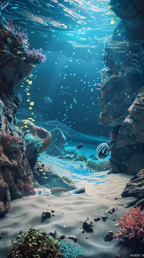 Scenery Pfp, Deep Waters Aesthetic, Underwater World Aesthetic, Laut Art, Marine Background, Light Underwater, Under Ocean Wallpaper, Underwater Reef, Sea Floor Drawing