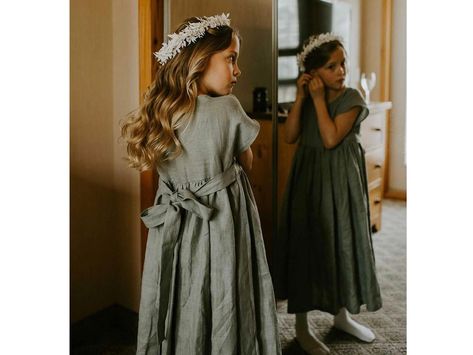 Sage Flower Girl Dress, Toddler Wedding Dress, Boho Flower Girl Dress, Green Flower Girl Dresses, Boho Flower Girl, First Birthday Dresses, Wedding Girl, Wedding Dresses With Flowers, Wedding Flower Girl Dresses