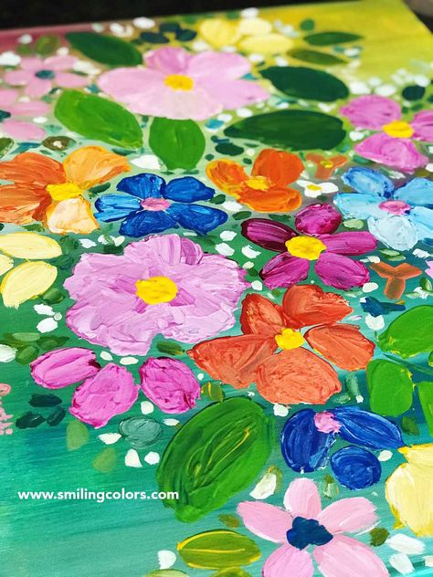 Beta Club, How To Paint Flowers, Step By Step Acrylic Painting, Fence Painting, Tiny Canvas, Easy Flowers, Easy Flower Painting, Paint Flowers, Amazing Crafts