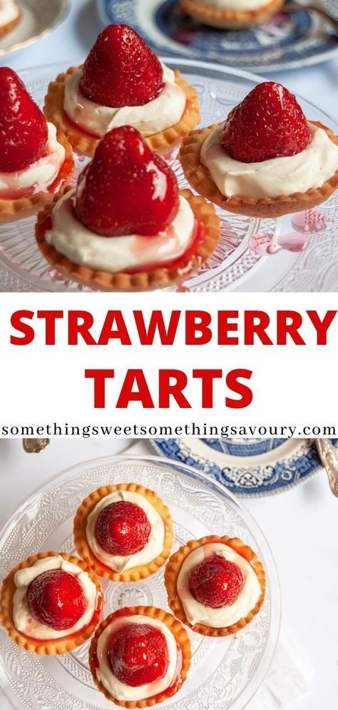 These easy strawberry tarts are very simple to make and are perfect for a Summer treat! #easystrawberrytarts #scottishstrawberrytarts #strawberrytartsrecipeeasy Fruity Dessert Recipes Easy, Mini Tart Desserts, How To Make A Tart, Strawberry Shortcake Tart, Small Tart Recipes, Tart Filling Recipes Easy, Tart Recipes Mini, Fruit Deserts Ideas, Tarts Recipe Dessert Easy