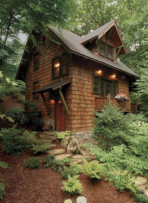 Shingled Cottage, Woodland Cottage, Little Cabin, Small Cabin, Cabin In The Woods, Cabins And Cottages, Cottage Design, Tiny House Living, Wooden House