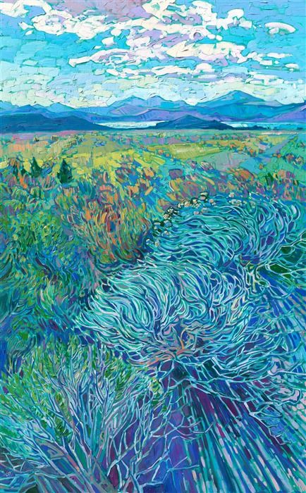 Utah sagebrush high desert landscape oil painting for impressionism art collectors, by Erin Hanson American Impressionism, Erin Hanson, Contemporary Impressionism, Impressionist Landscape, High Desert, Impressionism Painting, Impressionism Art, Desert Landscape, Contemporary Landscape