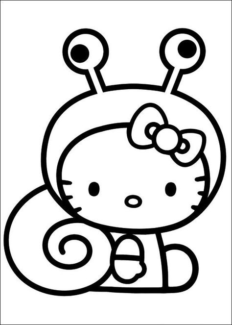 Snail Costume Hello Kitty Coloring Pages, Kitty Coloring Pages, Hello Kitty Pumpkin, Hello Kitty Colouring Pages, Images Hello Kitty, Hello Kitty Printables, Cat Coloring Book, Kitty Coloring, Cocoppa Wallpaper