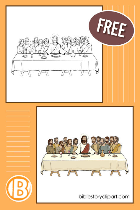 The Last Supper- Bible Story Clipart Image Twelve Disciples, Bible Clipart, Journaling Printables, New Covenant, Bible Journaling Printables, The Last Supper, Bible Story, Free Bible, Last Supper