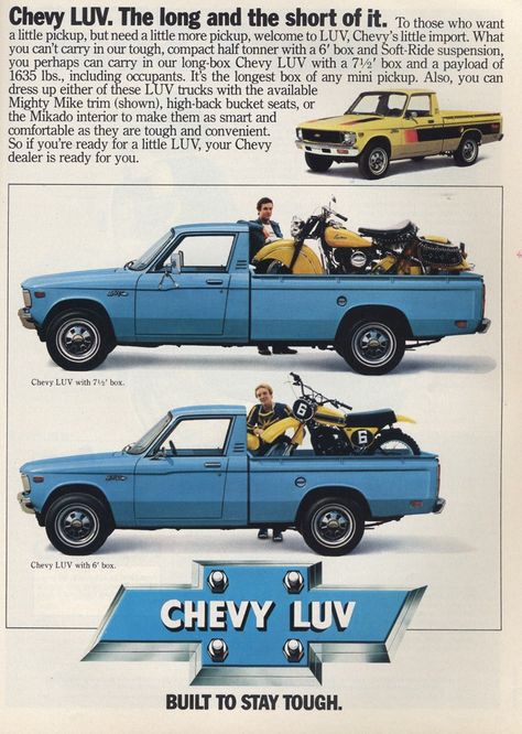 Chevrolet Luv, Mighty Mike, Chevy Luv, Jeep Pickup Truck, Trucks Lifted, Jason Lee, Automobile Advertising, Chevrolet Pickup, Jeep Pickup