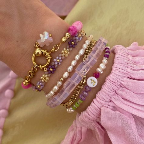 Candy Bracelets, Arm Candy Bracelets, Wrist Candy, Initial Bracelet, Summer Ready, Summer Jewelry, Handmade Jewellery, Arm Candy, Bracelet Stack