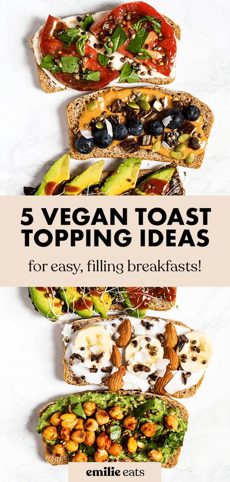 Vegan Toast Recipes, Vegan Brunch Party, Breakfast Toast Ideas, Healthy Toast Toppings, Vegan Toast, Easy Vegan Breakfast, Toast Recipe Breakfast, Vegan Brunch Recipes, Toast Ideas